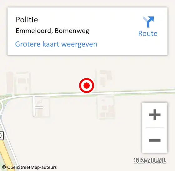 Locatie op kaart van de 112 melding: Politie Emmeloord, Bomenweg op 10 mei 2023 08:44