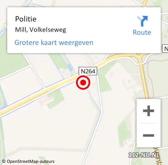 Locatie op kaart van de 112 melding: Politie Mill, Volkelseweg op 10 mei 2023 08:45