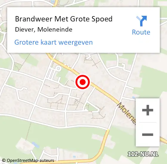 Locatie op kaart van de 112 melding: Brandweer Met Grote Spoed Naar Diever, Moleneinde op 12 oktober 2013 15:22