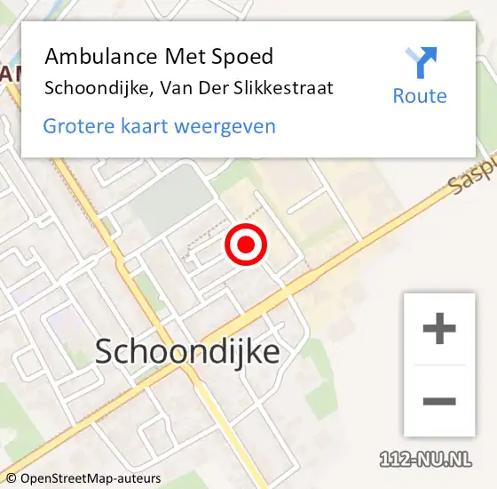 Locatie op kaart van de 112 melding: Ambulance Met Spoed Naar Schoondijke, Van Der Slikkestraat op 25 augustus 2014 04:38