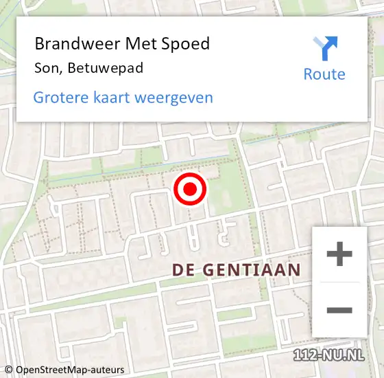 Locatie op kaart van de 112 melding: Brandweer Met Spoed Naar Son, Betuwepad op 10 mei 2023 09:21