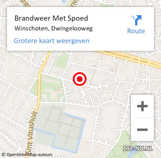 Locatie op kaart van de 112 melding: Brandweer Met Spoed Naar Winschoten, Dwingelooweg op 10 mei 2023 10:19