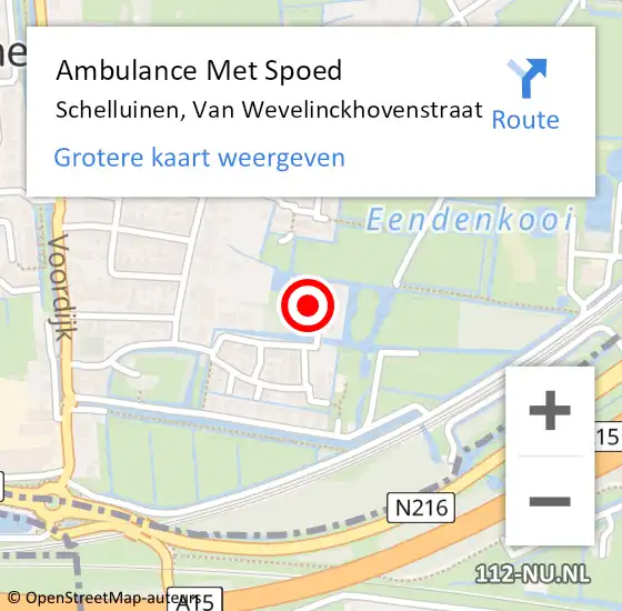 Locatie op kaart van de 112 melding: Ambulance Met Spoed Naar Schelluinen, Van Wevelinckhovenstraat op 10 mei 2023 10:19
