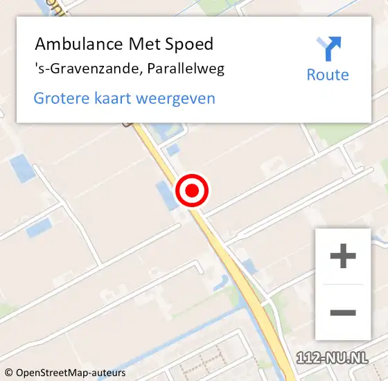 Locatie op kaart van de 112 melding: Ambulance Met Spoed Naar 's-Gravenzande, Parallelweg op 10 mei 2023 11:08