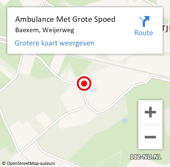 Locatie op kaart van de 112 melding: Ambulance Met Grote Spoed Naar Baexem, Weijerweg op 10 mei 2023 11:54
