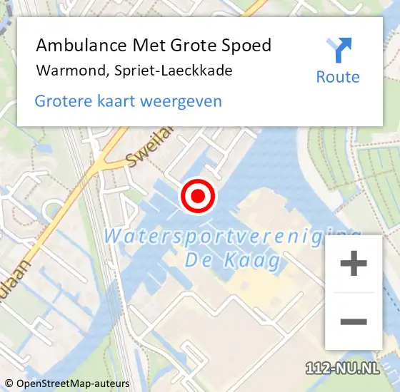 Locatie op kaart van de 112 melding: Ambulance Met Grote Spoed Naar Warmond, Spriet-Laeckkade op 10 mei 2023 11:55