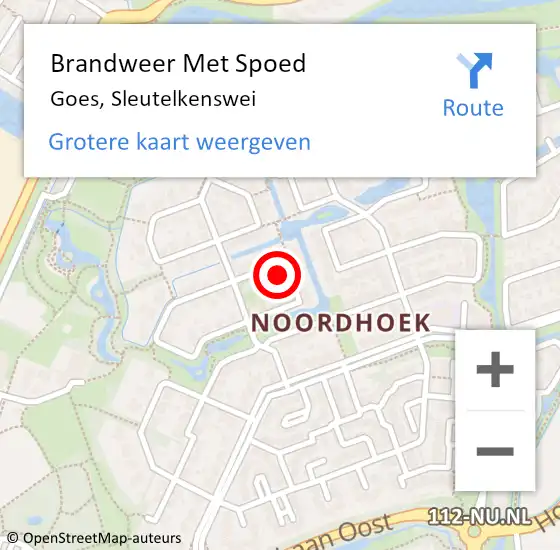 Locatie op kaart van de 112 melding: Brandweer Met Spoed Naar Goes, Sleutelkenswei op 10 mei 2023 12:04