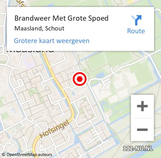 Locatie op kaart van de 112 melding: Brandweer Met Grote Spoed Naar Maasland, Schout op 10 mei 2023 12:25