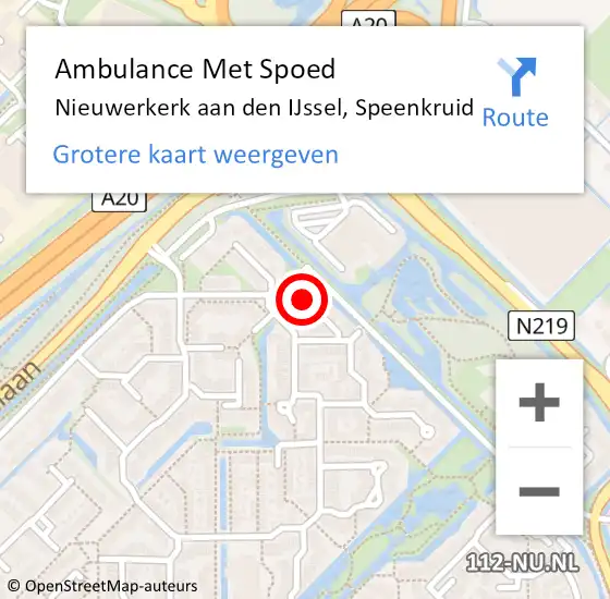 Locatie op kaart van de 112 melding: Ambulance Met Spoed Naar Nieuwerkerk aan den IJssel, Speenkruid op 10 mei 2023 12:29