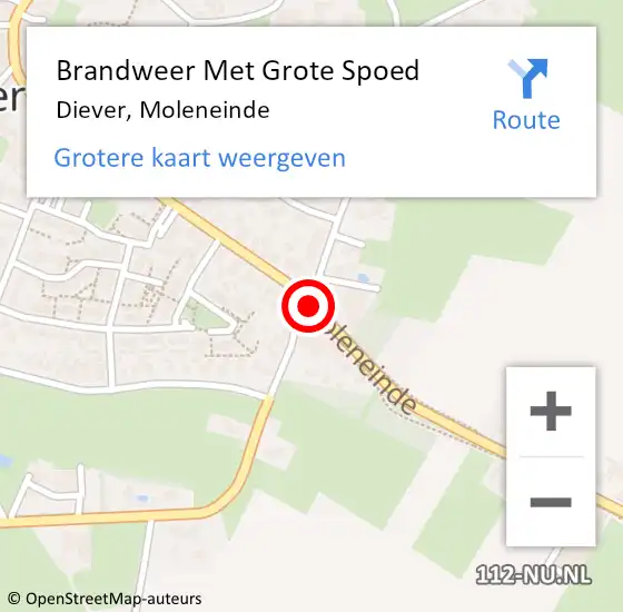 Locatie op kaart van de 112 melding: Brandweer Met Grote Spoed Naar Diever, Moleneinde op 12 oktober 2013 15:25