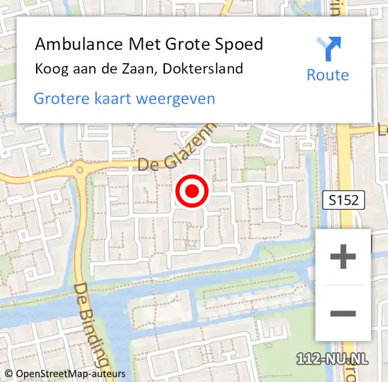 Locatie op kaart van de 112 melding: Ambulance Met Grote Spoed Naar Koog aan de Zaan, Doktersland op 10 mei 2023 13:22