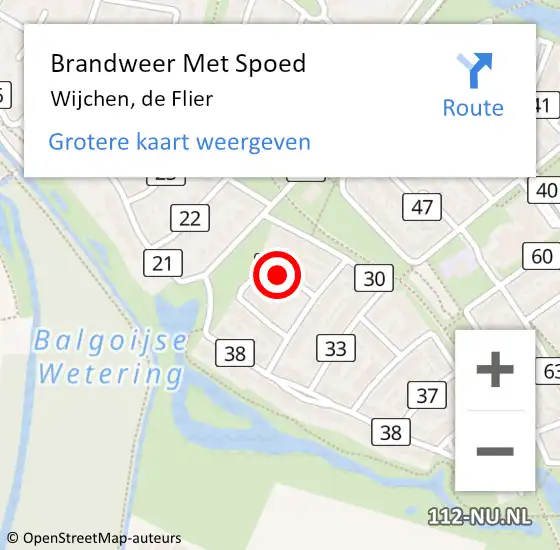 Locatie op kaart van de 112 melding: Brandweer Met Spoed Naar Wijchen, de Flier op 10 mei 2023 13:25