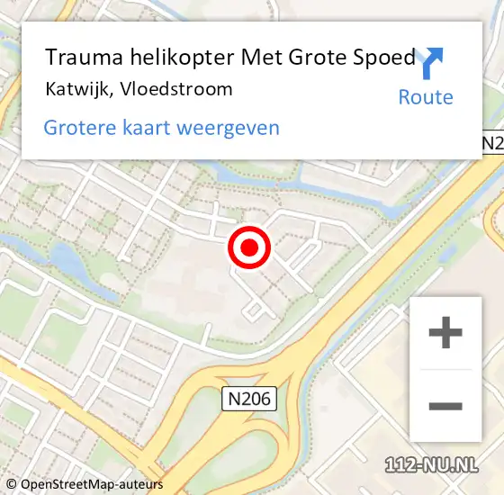 Locatie op kaart van de 112 melding: Trauma helikopter Met Grote Spoed Naar Katwijk, Vloedstroom op 10 mei 2023 13:29