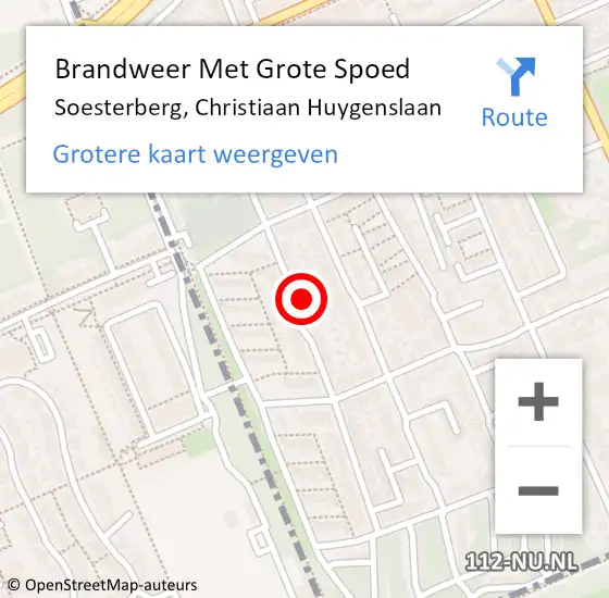 Locatie op kaart van de 112 melding: Brandweer Met Grote Spoed Naar Soesterberg, Christiaan Huygenslaan op 10 mei 2023 13:30