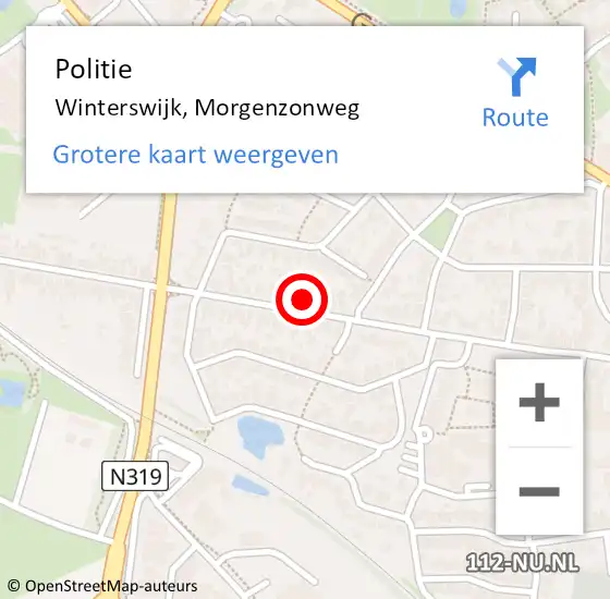 Locatie op kaart van de 112 melding: Politie Winterswijk, Morgenzonweg op 10 mei 2023 13:45