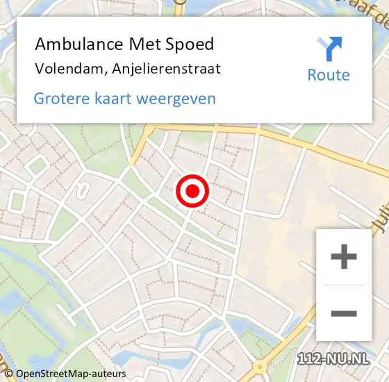 Locatie op kaart van de 112 melding: Ambulance Met Spoed Naar Volendam, Anjelierenstraat op 10 mei 2023 14:00