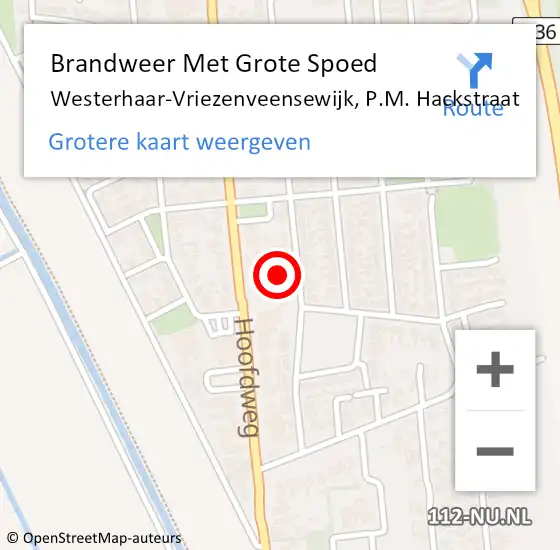 Locatie op kaart van de 112 melding: Brandweer Met Grote Spoed Naar Westerhaar-Vriezenveensewijk, P.M. Hackstraat op 10 mei 2023 14:05