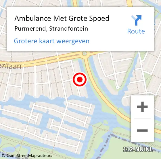 Locatie op kaart van de 112 melding: Ambulance Met Grote Spoed Naar Purmerend, Strandfontein op 10 mei 2023 14:26