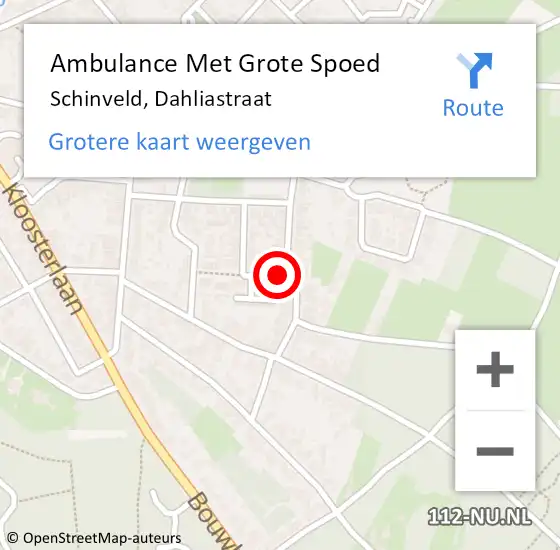 Locatie op kaart van de 112 melding: Ambulance Met Grote Spoed Naar Schinveld, Dahliastraat op 25 augustus 2014 06:58