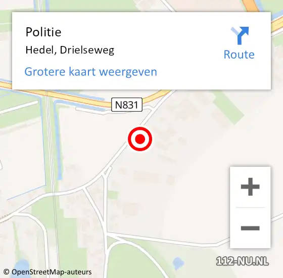 Locatie op kaart van de 112 melding: Politie Hedel, Drielseweg op 10 mei 2023 14:49