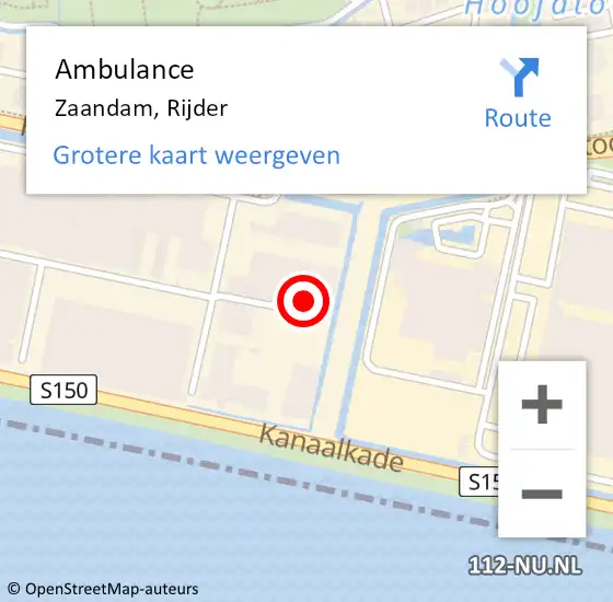 Locatie op kaart van de 112 melding: Ambulance Zaandam, Rijder op 10 mei 2023 14:57