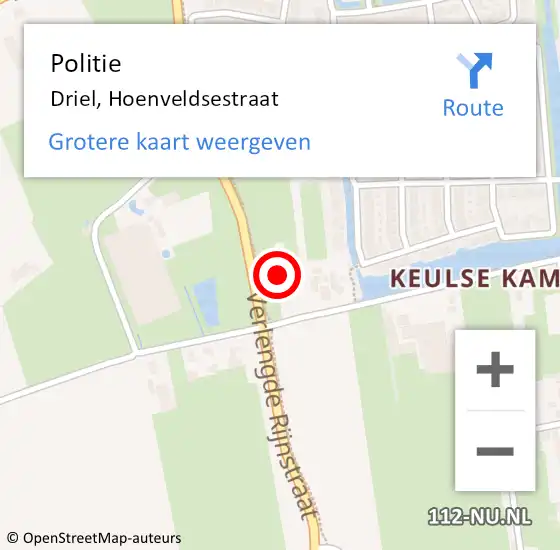Locatie op kaart van de 112 melding: Politie Driel, Hoenveldsestraat op 10 mei 2023 15:28