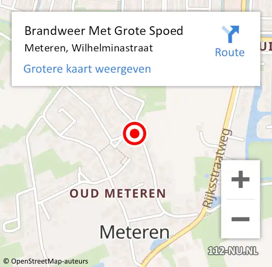 Locatie op kaart van de 112 melding: Brandweer Met Grote Spoed Naar Meteren, Wilhelminastraat op 10 mei 2023 15:46