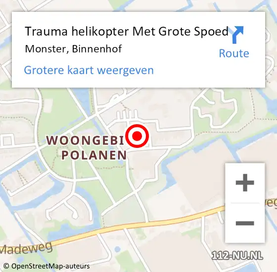 Locatie op kaart van de 112 melding: Trauma helikopter Met Grote Spoed Naar Monster, Binnenhof op 10 mei 2023 15:52