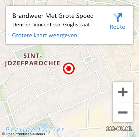 Locatie op kaart van de 112 melding: Brandweer Met Grote Spoed Naar Deurne, Vincent van Goghstraat op 10 mei 2023 15:59