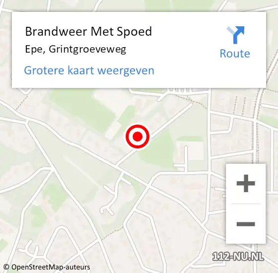 Locatie op kaart van de 112 melding: Brandweer Met Spoed Naar Epe, Grintgroeveweg op 10 mei 2023 16:13