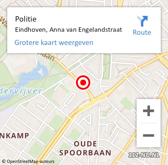 Locatie op kaart van de 112 melding: Politie Eindhoven, Anna van Engelandstraat op 10 mei 2023 16:25