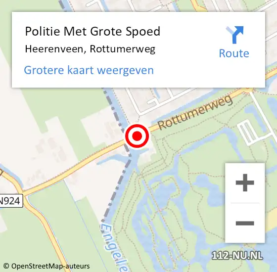 Locatie op kaart van de 112 melding: Politie Met Grote Spoed Naar Heerenveen, Rottumerweg op 10 mei 2023 17:08