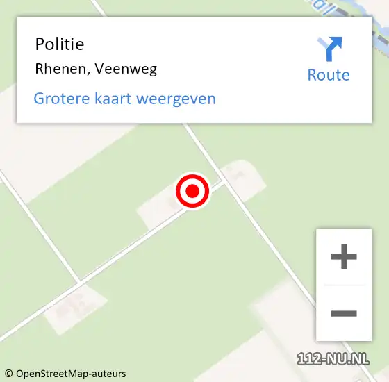 Locatie op kaart van de 112 melding: Politie Rhenen, Veenweg op 10 mei 2023 17:09