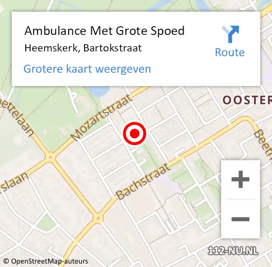 Locatie op kaart van de 112 melding: Ambulance Met Grote Spoed Naar Heemskerk, Bartokstraat op 10 mei 2023 17:15