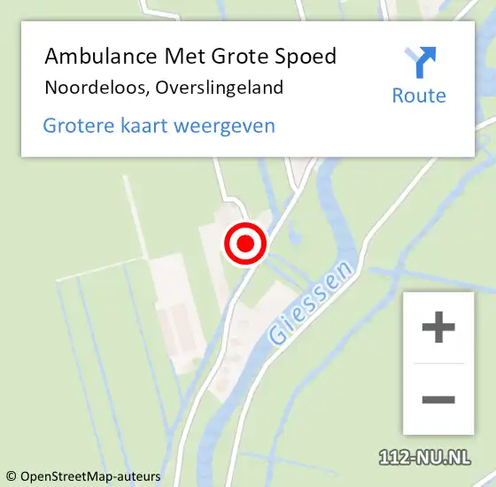 Locatie op kaart van de 112 melding: Ambulance Met Grote Spoed Naar Noordeloos, Overslingeland op 10 mei 2023 17:23