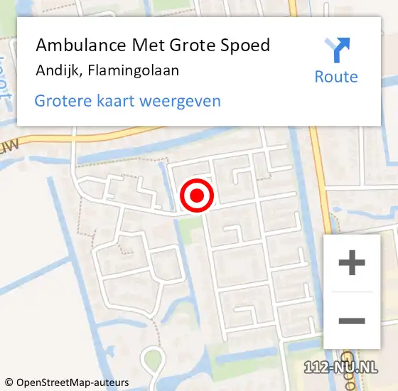 Locatie op kaart van de 112 melding: Ambulance Met Grote Spoed Naar Andijk, Flamingolaan op 10 mei 2023 17:28