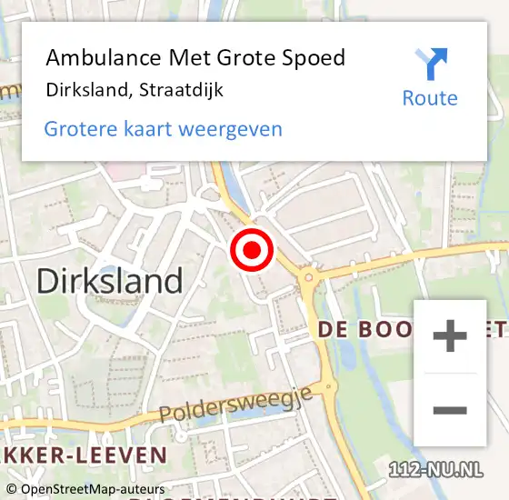 Locatie op kaart van de 112 melding: Ambulance Met Grote Spoed Naar Dirksland, Straatdijk op 10 mei 2023 17:57
