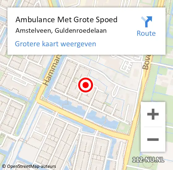 Locatie op kaart van de 112 melding: Ambulance Met Grote Spoed Naar Amstelveen, Guldenroedelaan op 10 mei 2023 18:10