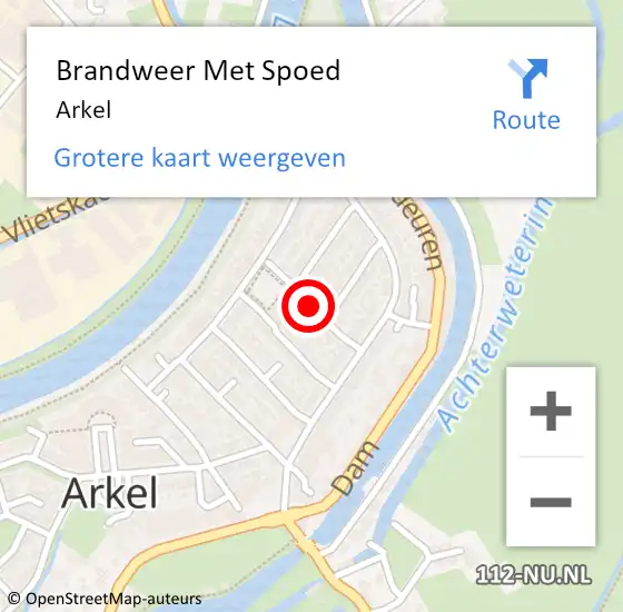 Locatie op kaart van de 112 melding: Brandweer Met Spoed Naar Arkel op 10 mei 2023 18:26