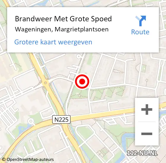 Locatie op kaart van de 112 melding: Brandweer Met Grote Spoed Naar Wageningen, Margrietplantsoen op 10 mei 2023 18:30