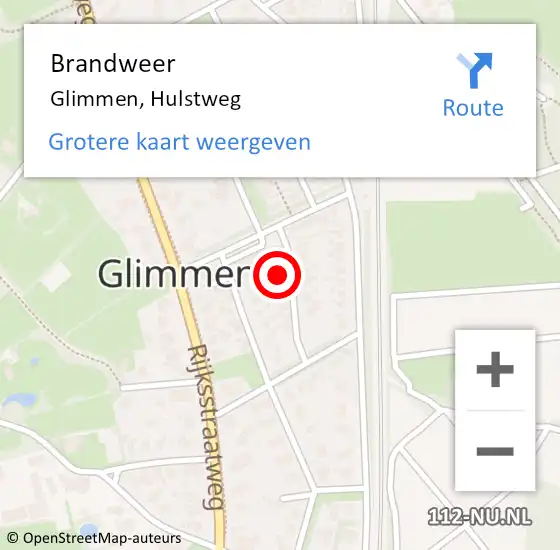Locatie op kaart van de 112 melding: Brandweer Glimmen, Hulstweg op 10 mei 2023 18:33