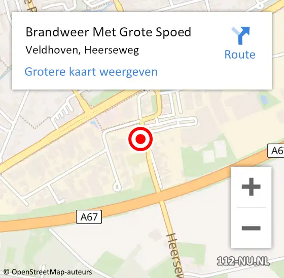 Locatie op kaart van de 112 melding: Brandweer Met Grote Spoed Naar Veldhoven, Heerseweg op 10 mei 2023 18:38