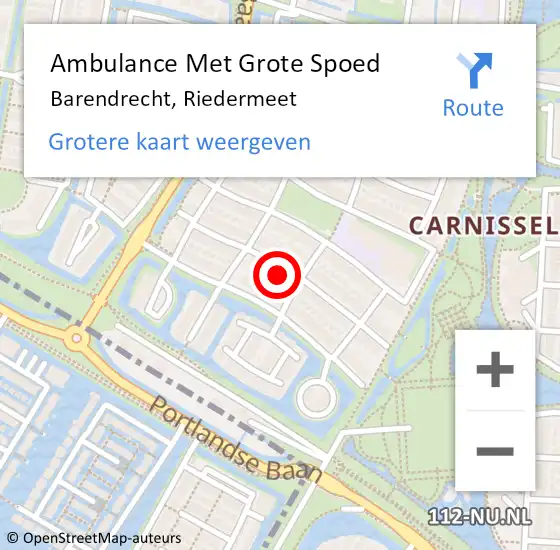 Locatie op kaart van de 112 melding: Ambulance Met Grote Spoed Naar Barendrecht, Riedermeet op 10 mei 2023 18:40