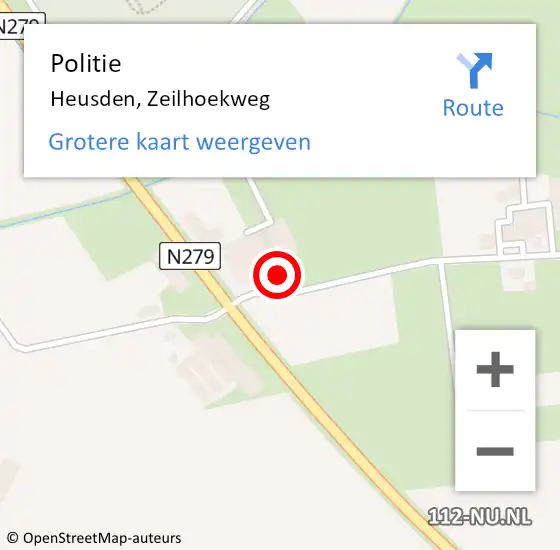 Locatie op kaart van de 112 melding: Politie Heusden, Zeilhoekweg op 10 mei 2023 18:41