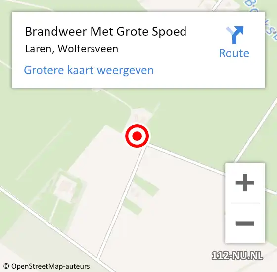 Locatie op kaart van de 112 melding: Brandweer Met Grote Spoed Naar Laren, Wolfersveen op 10 mei 2023 19:01