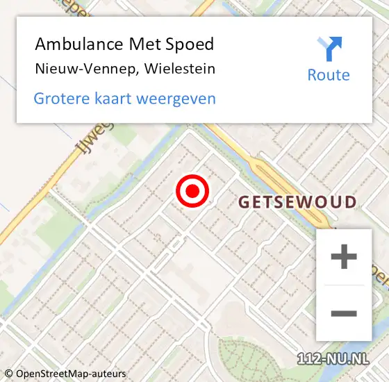 Locatie op kaart van de 112 melding: Ambulance Met Spoed Naar Nieuw-Vennep, Wielestein op 10 mei 2023 19:02