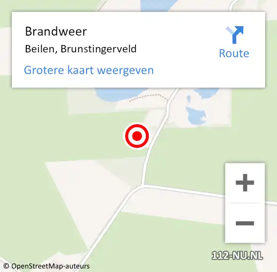 Locatie op kaart van de 112 melding: Brandweer Beilen, Brunstingerveld op 10 mei 2023 19:10