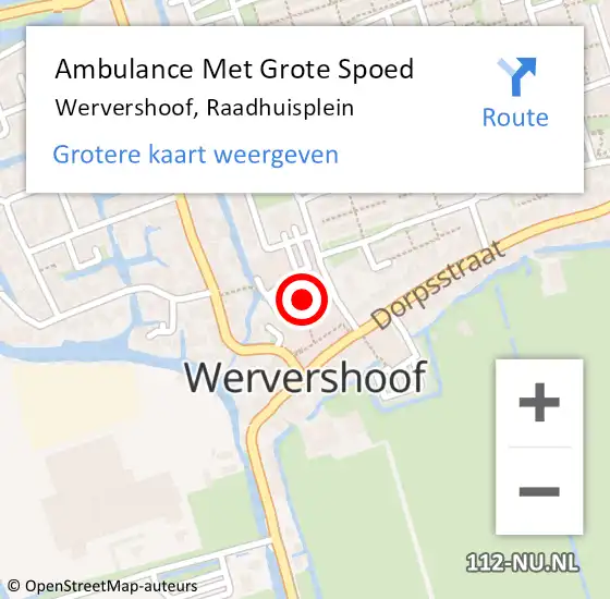 Locatie op kaart van de 112 melding: Ambulance Met Grote Spoed Naar Wervershoof, Raadhuisplein op 10 mei 2023 19:11