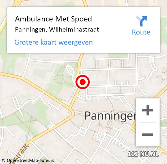 Locatie op kaart van de 112 melding: Ambulance Met Spoed Naar Panningen, Wilhelminastraat op 10 mei 2023 19:22