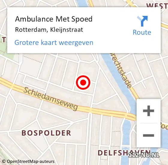 Locatie op kaart van de 112 melding: Ambulance Met Spoed Naar Rotterdam, Kleijnstraat op 10 mei 2023 20:29